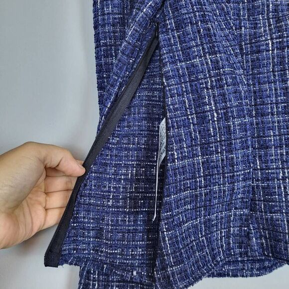 Zara Women's Blue Tweed Textured Off the Shoulder Top Long Sleeve Size Small - Picture 5 of 10